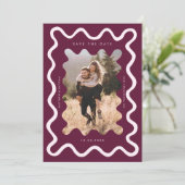 Cranberry Squiggly Wavy Lijst bruiloft Save The Date (Staand voorkant)