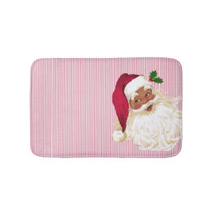 Cranberry Stripe Black Santa Claus Badmat