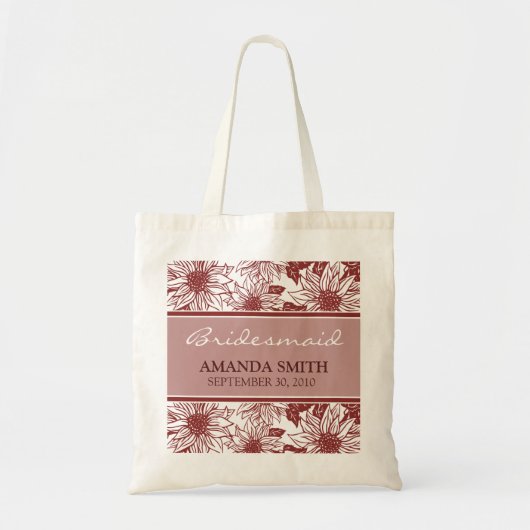 Cranberry Sunflower Personalized Wedding Party Bag Tote Bag (Voorkant)