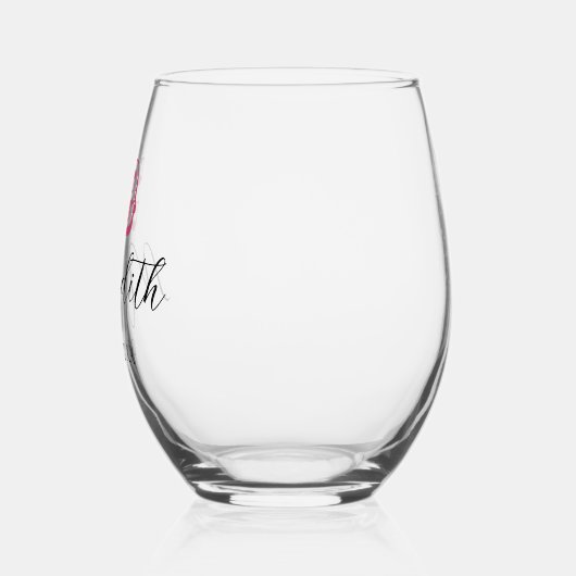 Cranberry verjaardagsnummer | Zwarte naam Datum Wijnglas Zonder Voet (Links)