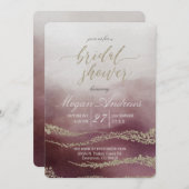 Cranberry Waterverf bruids doucheuitnodiging Kaart (Voorkant / Achterkant)