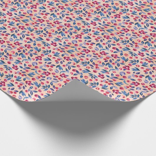 Cranberry Waterverf: Wilde bessen naadloos Cadeaupapier (Hoek)