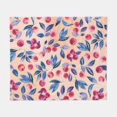 Cranberry Waterverf: Wilde bessen naadloos Fleece Deken (Voorkant (Horizontaal))