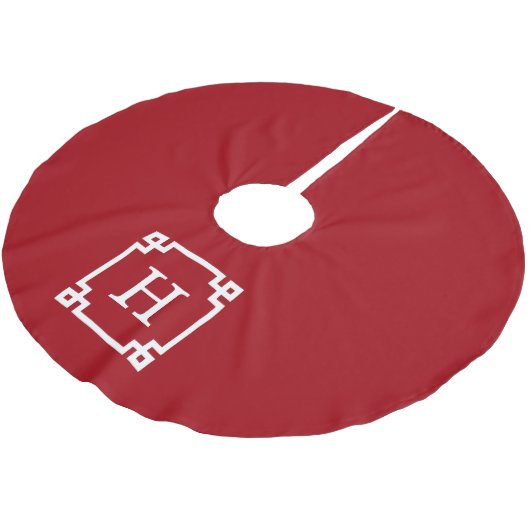 Cranberry WhGreek Key Lijst #2 Initiaal Monogram Kerstboom Rok (Gekanteld)