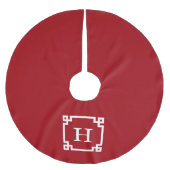 Cranberry WhGreek Key Lijst #2 Initiaal Monogram Kerstboom Rok (Voorkant)
