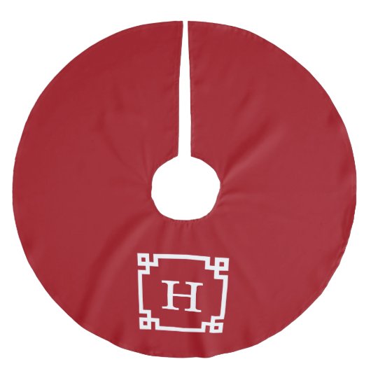 Cranberry WhGreek Key Lijst #2 Initiaal Monogram Kerstboom Rok (Voorkant)