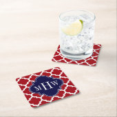 Cranberry WhMoroccan #5 Navy 3 Initiaal Monogram Kartonnen Onderzetters (Insitu)