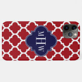 Cranberry WhMoroccan #5 Navy Blue Name Monogram Case-Mate iPhone Case (Achterkant (horizontaal))