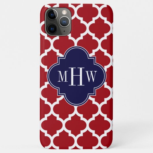 Cranberry WhMoroccan #5 Navy Blue Name Monogram Case-Mate iPhone Case (Achterkant)
