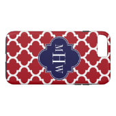 Cranberry WhMoroccan #5 Navy Blue Name Monogram Case-Mate iPhone Case (Achterkant (Horizontaal))