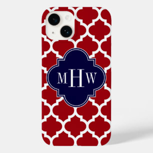 Cranberry WhMoroccan #5 Navy Blue Name Monogram Case-Mate iPhone 14 Hoesje