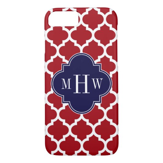 Cranberry WhMoroccan #5 Navy Blue Name Monogram Case-Mate iPhone Case (Achterkant)