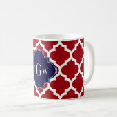 Cranberry WhMoroccan #5 Navy Blue Name Monogram Koffiemok (Voorkant rechts)
