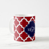 Cranberry WhMoroccan #5 Navy Blue Name Monogram Koffiemok (Voorkant links)