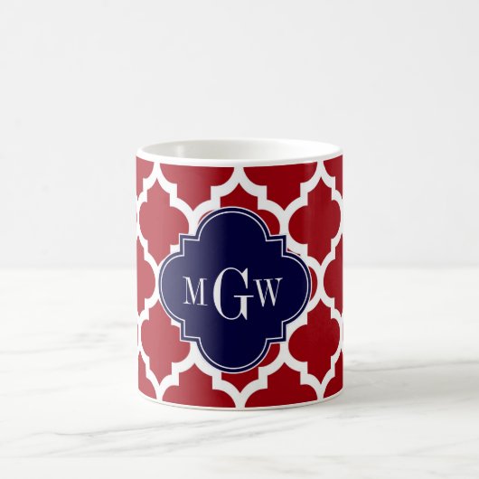 Cranberry WhMoroccan #5 Navy Blue Name Monogram Koffiemok (Center)