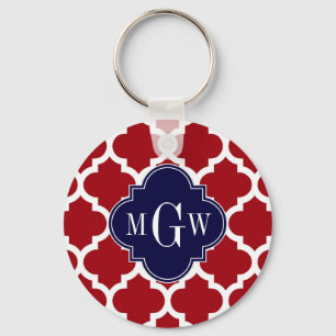 Cranberry WhMoroccan #5 Navy Blue Name Monogram Sleutelhanger