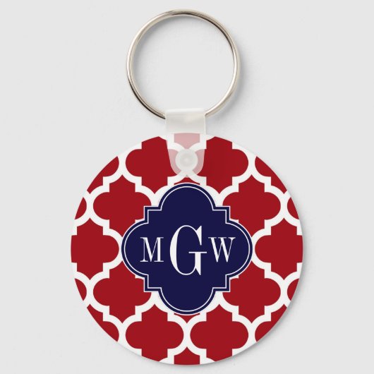 Cranberry WhMoroccan #5 Navy Blue Name Monogram Sleutelhanger (Voorkant)