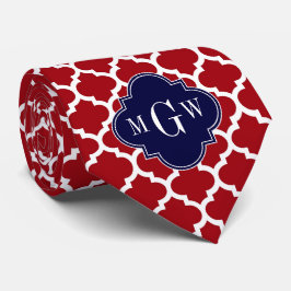 Cranberry WhMoroccan #5 Navy Blue Name Monogram Stropdas