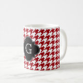 Cranberry Whoundstooth Blk Quatrefoil Monogram Koffiemok (Voorkant rechts)