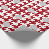 Cranberry Whoundstooth Gray Quatrefoil Monogram Cadeaupapier (Hoek)