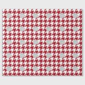 Cranberry Whoundstooth Gray Quatrefoil Monogram Cadeaupapier (Vlak)
