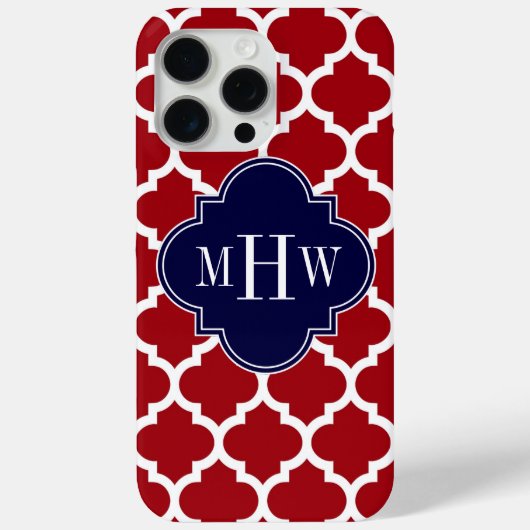 Cranberry Wht Marokkaans #5 Navy Blauwe Naam Monog Case-Mate iPhone Case (Achterkant)