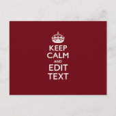 Cranberry Wine Burgundy Decor Keep Calm Jouw tekst Briefkaart (Voorkant)