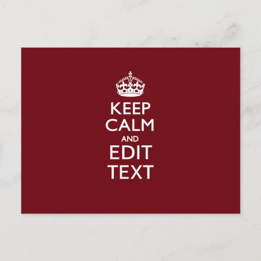Cranberry Wine Burgundy Decor Keep Calm Jouw tekst Briefkaart (Voorkant)