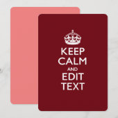 Cranberry Wine Burgundy Keep Calm en Jouw tekst (Voorkant / Achterkant)