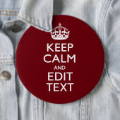 Cranberry Wine Burgundy Keep Calm have Jouw tekst Ronde Button 6,0 Cm (In situ)