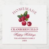 Cranberry zelfgemaakte Cranberrycello vakantie Likeurfles Etiket (Enkel label)