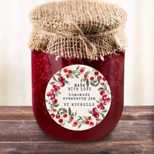 Cranberrykrans Watercolor Jam Label Inblikken