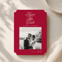Cranberryrode Save the Date voor oude rijken