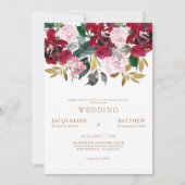 Cranberry's en roze Floral No Parent Wedding Kaart (Voorkant)