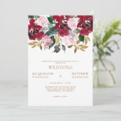 Cranberry's en roze Floral No Parent Wedding Kaart (Staand voorkant)