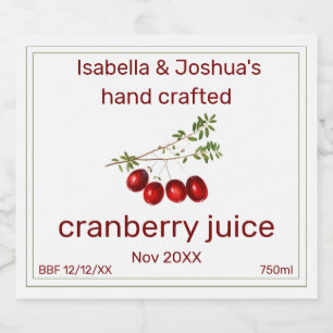 Cranberrysap Meteen uit huis gemaakt met liefde Likeurfles Etiket