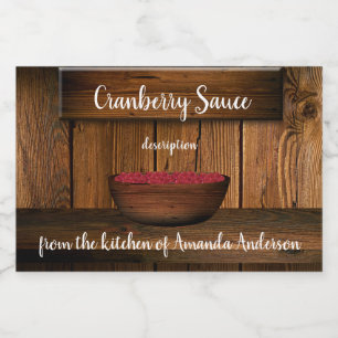 Cranberrysaus Rustiek Hout Productlabel 3 "x2" Voedselcontainer Etiket