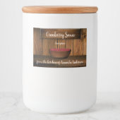 Cranberrysaus Rustiek Hout Productlabel 3 "x2" Voedselcontainer Etiket (Voorkant)