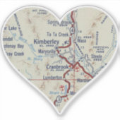 Cranbrook BC  Kaart Sticker (Voorkant)