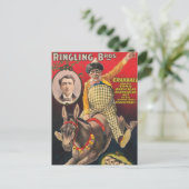 Crandall de clown optreden met zijn muilezel briefkaart (Staand voorkant)