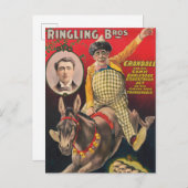 Crandall de clown optreden met zijn muilezel briefkaart (Voorkant / Achterkant)