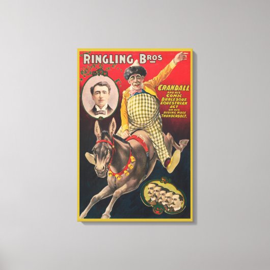 Crandall de clown optreden met zijn muilezel canvas afdruk (Voorkant)