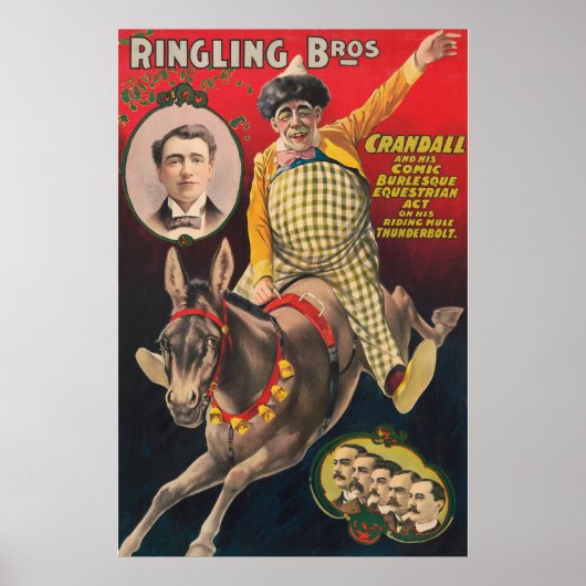 Crandall de clown optreden met zijn muilezel poster (Voorkant)