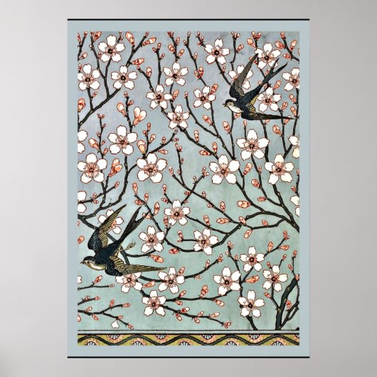 Crane - Almond Blossom en Swallows Poster (Voorkant)