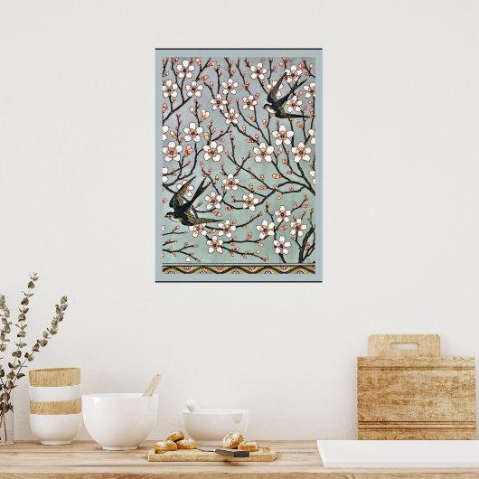 Crane - Almond Blossom en Swallows Poster (Keuken)