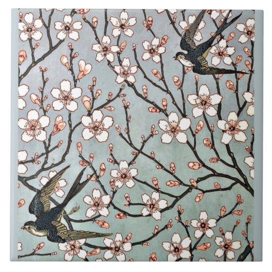 Crane - Almond Blossom en Swallows Tegeltje (Voorkant)