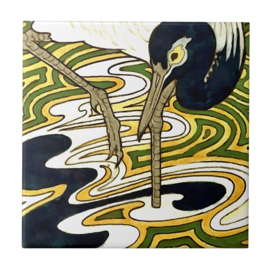 Crane and Columbine Neinhuis Tile Interpretatie Tegeltje (Voorkant)