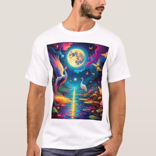 Crane and Dragonfly Duet T-shirt (Voorkant)