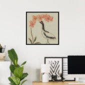 Crane and Orchid Poster Print (Thuiskantoor)