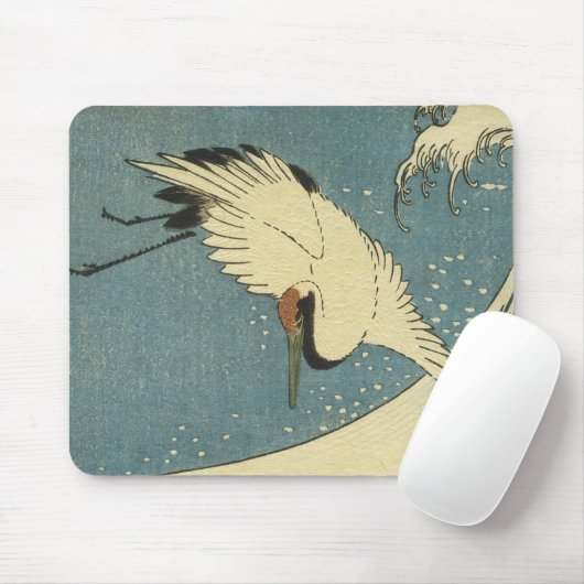 Crane and Wave, Hiroshige Mousepad Muismat (Met muis)